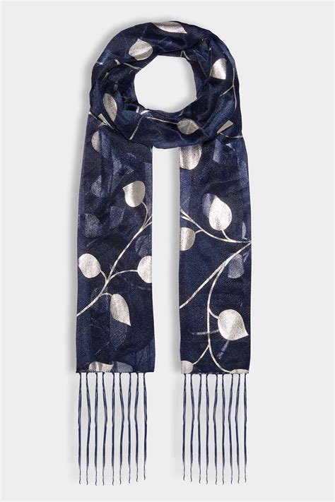 metallic boxed scarf with love this christmas navy|Navy Blue Metallic Scarf .